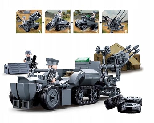 BirnePower Klemmbausteine Spielbausteine Spielset Militär Army Soldaten Bausatz Spielfigur 368 Teile Militärische Flugabwehr 4in1 Bausteine Spielzeug G135427 von BirnePower