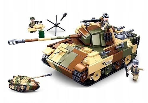 BirnePower Klemmbausteine Spielbausteine Spielset Militär Army Soldaten Bausatz Spielfigur 725 Teile Panzer Tank Jagdpanzer Panther 2in1 Bausteine Spielzeug G158023 von BirnePower