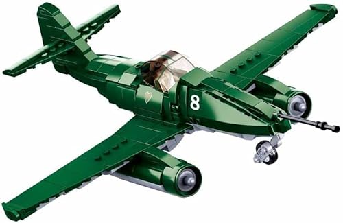 BirnePower Klemmbausteine Spielbausteine Spielset für Kinder Militär Flugzeug Bausatz Spielfigur 338 Teile Düsenflugzeug Messerschmitt ME 262 Bausteine Spielzeug G178916 von BirnePower