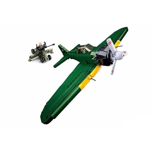 BirnePower Klemmbausteine Spielbausteine Spielset für Kinder Militär Flugzeug Bausatz Spielfigur 560 Teile Japanisches Jagdflugzeug AM6 Bausteine Spielzeug G192944 von BirnePower