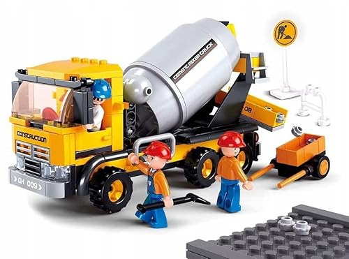 Klemmbausteine Spielbausteine Spielset City Stadt Bausatz BAU Spielfigur 248 Teile Betonmischer Cement Mixer Truck Baumaschine Bausteine Spielzeug G070893 von BirnePower