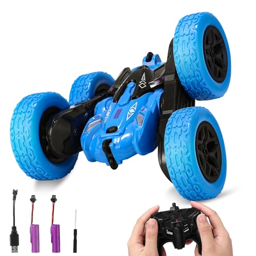 Birshe Ferngesteuertes Auto für Kinder RC Stunt 4WD 2.4 Ghz Fernbedienung Coole Lichter Direkt Aufladbares RC Auto 360° Rotation Ferngesteuert Off-Road für Jungen Mädchen ab 3 4 5 6 7 8 9Jahre von Birshe