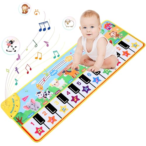 Birshe Piano Matte für Kinder, Musikmatte Kinder mit 10 Tasten & 10 Liedern, Keyboard Kinder Tanzmatte von Birshe