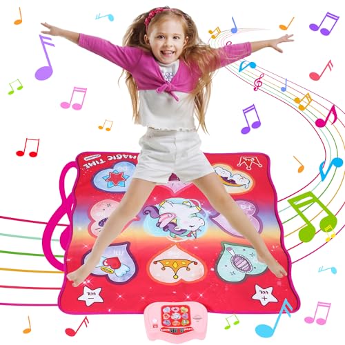 Birshe Tanzmatte für Mädchen, Tanzmatte Kinder Spielzeug Geschenke für Mädchen Alter 3 4 5 6 7 8 9 10 11 12+ Jahre, Musical Tanzmatte Spiel mit LED Anzeige, Geburtstag Weihnachten Spielzeug von Birshe