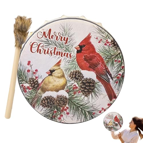 Birtern Schamanentrommel | Weihnachtsmusik-Percussion-Instrument | Schamanisches Instrument, modisches Desktop-Ornament für Heimdekoration, Trommel-Soundheilungswerkzeug von Birtern