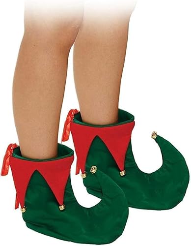 Bismaa Erwachsene Weihnachten Elf Schuhe mit Glocken – Grün Rot Santas Helfer Narren Peter Pan Elf Kostüm Slipper Stiefel Unisex Xmas Fancy Dress Zubehör von Bismaa