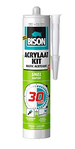 Bison Acrylat-Kit schnell 30 Minuten Köcher 300 ml - Dichtungssatz zum Abdichten von Nähten, Rissen und Rissen, überstreichbar von Bison