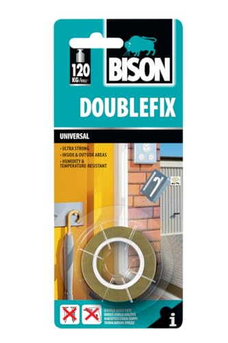 Bison Doublefix Universal-Klebeband, doppelseitig, ultrastark, 1,5 m x 19 mm von Bison