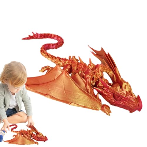 3D-gedruckter beweglicher Drache, mysteriöser Drache, Fidget-Spielzeug, Sammlerstücke, mythische Teile, 3D-gedruckter Drache mit Flügeln, ineinandergreifenden Körpersegmenten und Beinen von Bitong