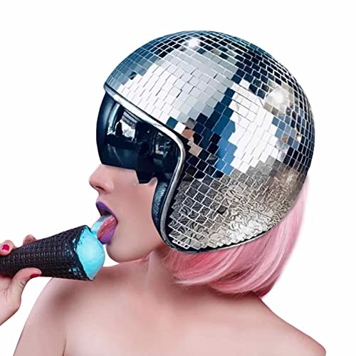 Bitong Discokugel Hüte, Disco Dekor Helme Mit Einziehbarem Visier, Discokugel-Hüte Mit Einziehbarem Visier, Disco Dekor Helme Mit Einziehbarem Visier, Atemberaubende Disco Ball Helme, Disco Kugelhelm von Bitong