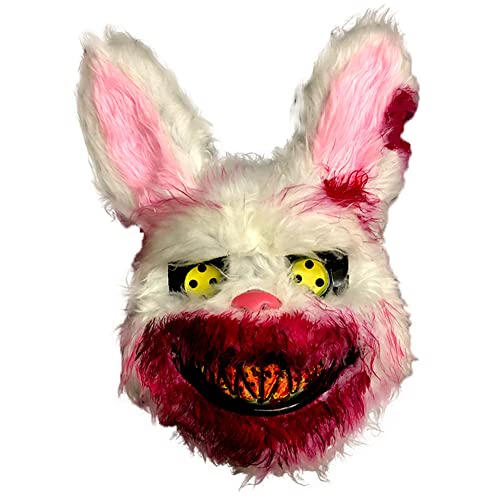 Blutige Kaninchen Maske, Bloody Bunny Maske, Plüsch Bunny Maske, Realistische Kaninchen Kopf Bloody Simulation Böse Blutige Kaninchen Maske, Leistungsrequisite Für Halloween Maskeraden von Bitong