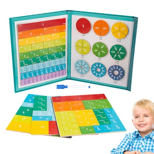 Magnetische Bruchfliesen, magnetischer Bruchscheiben-Demonstrator, Regenbogen-Fliesen-Bruchstreifen, Holz-Bücher-Set, Manipulatives-Set, magnetische Bruchfliesen und Bruchkreise für Kinder von Bitong