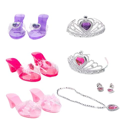 Prinzessin Dress Up Schuhe Set, Prinzessinnen Anziehschuhe, Princess Jewelry Boutique Anzieh- Und Schuhkronen, Spielschuhe Und Schmuck Boutique Role Play Collection Schuhe Set, Zubehör Für Prinzessinn von Bitong