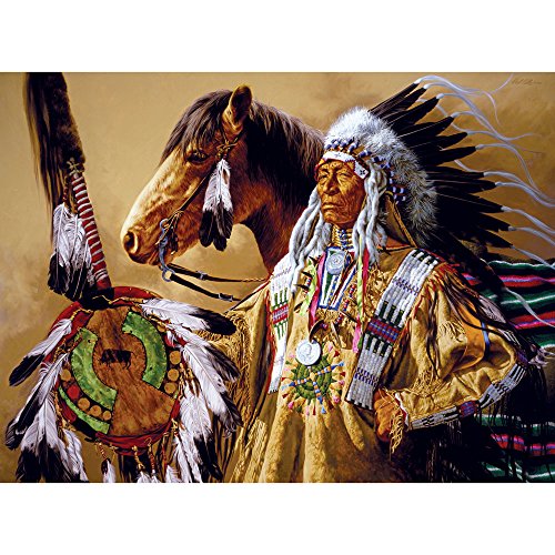 Bits and Pieces 1000 Stück Puzzle für Erwachsene Chef Hohe Rohr 1000 Pc Pferd Native American Jigsaw Durch Künstler Paul Calle von Bits and Pieces