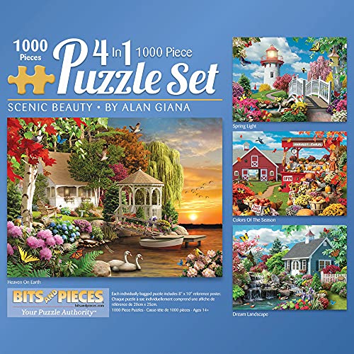 Bits and Pieces 4-in-1 Multi-Pack 1000 Teile Puzzle für Erwachsene - Scenic Beauty von Künstler Alan Giana, Fertige Puzzlegröße 50,8 x 68,6 cm von Bits and Pieces