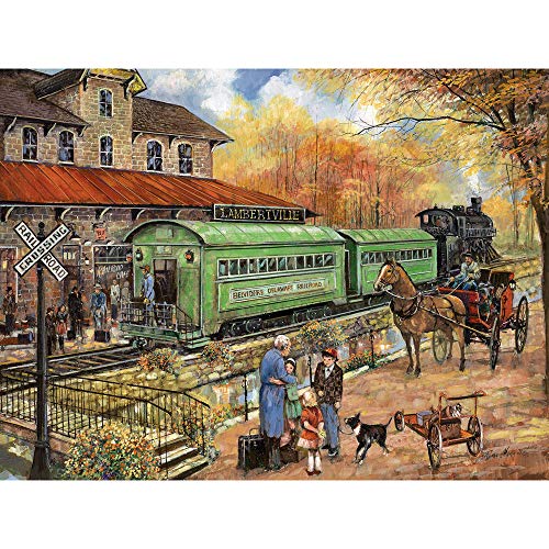 Bits and Pieces - 1000 Teile Puzzle für Erwachsene 61 x 76,2 cm – Welcome Home to Lambertville – 1000 Teile Eisenbahn-Bahn Puzzle von Künstler Ruane Manning von Bits and Pieces