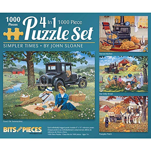 Bits and Pieces - 1000-teiliges Puzzle für Erwachsene – Simpler Times 4-in-1-Multi-Pack-Set – 1000-teiliges Old School Country Farm Puzzle von Künstler John Sloane Bits and Pieces - 1000-teiliges Puzzle für Erwachsene – Simpler Times 4-in-1-Multi-Pack-Set – 1000-teiliges Old School Country Farm Puzzle von Künstler John Sloane von Bits and Pieces