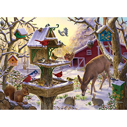 Bits and Pieces 300 Große Teile Puzzle für Erwachsene Sonnenaufgang Feasting 300 Pc Tiere, Winter-Szene Jigsaw durch Künstler Liz Goodrick-Dillon von Bits and Pieces