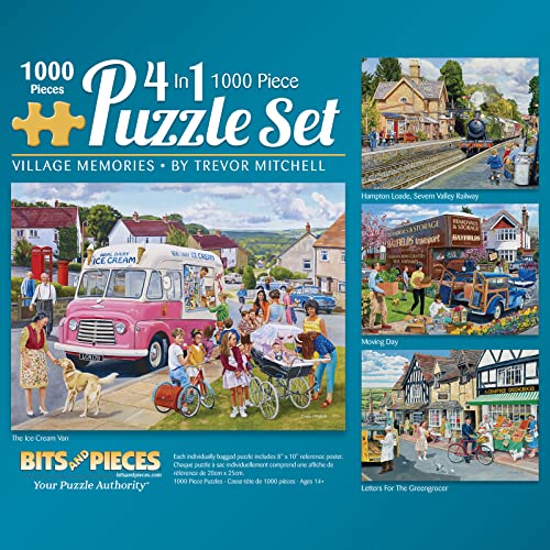 Bits and Pieces 4-in-1 Multi-Pack 1000 Teile Puzzles für Erwachsene - illage Memories Jigsaw Puzzle Set Bundle von Trevor Mitchell, fertige Puzzlegröße 50,8 x 68,6 cm von Bits and Pieces