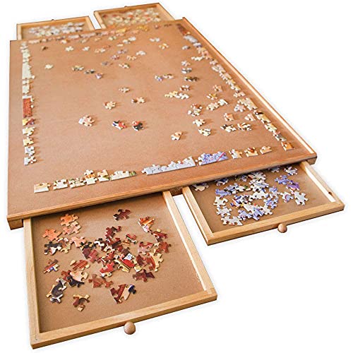 Bits and Pieces 47271 A132 Holz-Puzzleplatte mit glatter Faserplatte – vier Schubladen runden dieses Puzzle ab von Bits and Pieces