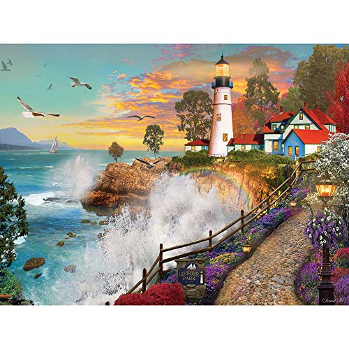 Bits and Pieces - 500 Piece Jigsaw Puzzle for Adults - Lighthouse Park - 500 pc Sunset by the Ocean Jigsaw by Artist David Maclean von Bits and Pieces