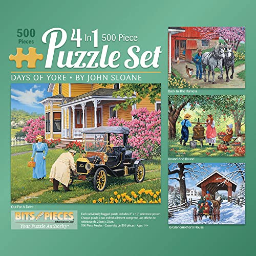 Bits and Pieces - 4-in-1 Multi-Pack 500 Teile Puzzle für Erwachsene - Days of Yore von Künstler John Sloane, Fertige Puzzlegröße 40,6 x 50,8 cm von Bits and Pieces