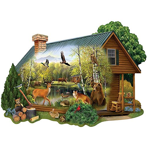 Bits and Pieces 750 Stück geformtes Puzzle für Erwachsene Cabin In The Wild 750 Pc Waldtieren Puzzle von Künstler Thomas Wood von Bits and Pieces