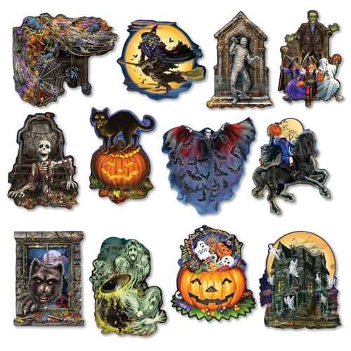 Bits and Pieces - 750 Teile Puzzle für Erwachsene - 12 Mini geformte Puzzles - Halloween Schreck - Verschiedene Halloween Puzzles von Liz Goodrick-Dillon von Bits and Pieces