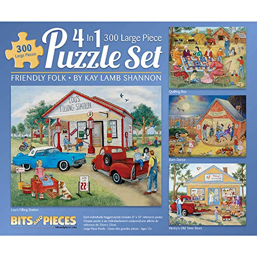 Bits and Pieces - Multi-Pack mit vier (4) – 300 Teile Puzzle für Erwachsene – 300 Teile freundliches Folk-Set – Farbdrucke enthalten von Künstler Kay Lamb Shannon. von Bits and Pieces