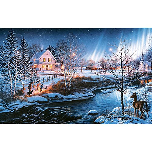 Bits and Pieces Puzzle - Motiv All is Bright Leuchtpuzzle - 1000 Teile - Winterszene mit Nordlicht von Bits and Pieces