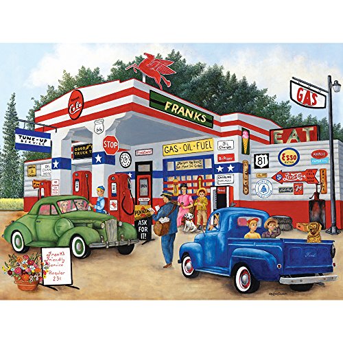 Bits and Pieces Puzzle - Motiv: Frank's Friendly Service - 500 Teile - Altmodische Tankstelle von Bits and Pieces