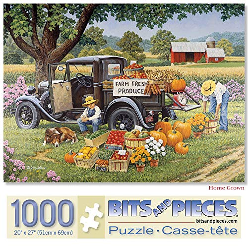 Bits and Pieces Puzzle - Motiv: Home Grown - 1000 Teile - Vater und Sohn Ernte aus ihrem Oldtimer Pick-up von Bits and Pieces