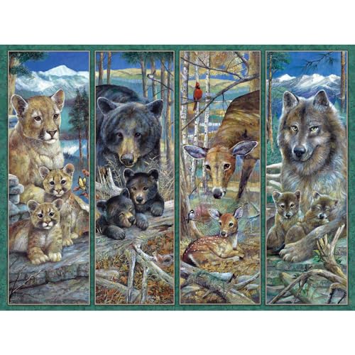 Bits and Pieces Puzzle mit 500 Teilen für Erwachsene, 46 cm x 61 cm, Stolz des Waldes, Löwenbär, Reh, Wolf, Natur-Puzzle von Künstler Ruane Manning von Bits and Pieces