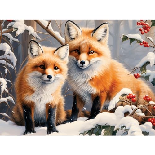 Bits and Pieces Stewart Puzzle mit 300 Teilen für Erwachsene – 45,7 x 61 cm – Beste Freunde – 300 Teile große Teile Snowy Foxes Puzzle von Bits and Pieces