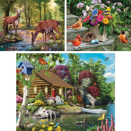 Bits and Pieces - Vorteilsset mit drei (3) – 50-teiligen Puzzles für Senioren – großbuchstabiertes großes Stück 50-teiliges Natur-Puzzle-Set – je 38,1 x 48,3 cm von Bits and Pieces