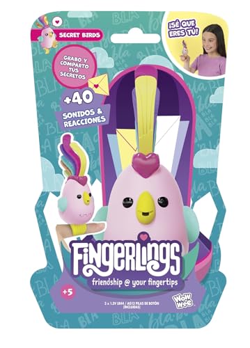 Bizak Fingerlings Secret Bird Debbie Rosa, interaktives Haustier, Spielzeug mit +40 Geräuschen und Reaktionen, wiederholt was Sie sagen, Spielzeug ab 5 Jahren, (61853130-1) von Fingerlings