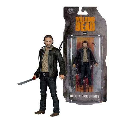 Bizak McFarlane The Walking Dead Rick Grimes bewegliche Figur, 12 cm, 20 Gelenkpunkte für Posen, mit Zubehör und Lesezeichen, für Sammler und Fans (64384342) von Bizak