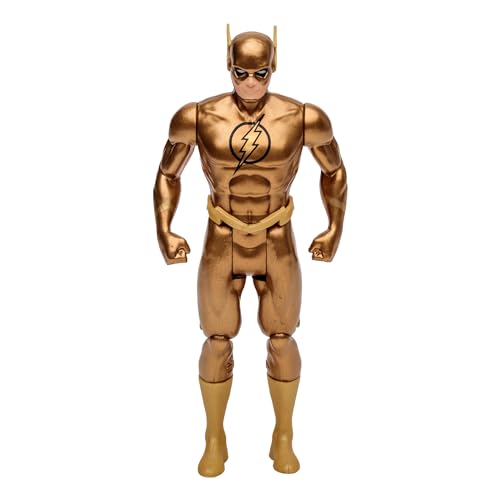 Bizak Mcfarlane DC Super Powers Flash Goldene Skulptur 12 cm Originalfigur im klassischen Stil basierend auf der Serie 60er mit Comic-Blasen für Sammler, 12 Jahre (64385823) von McFarlane