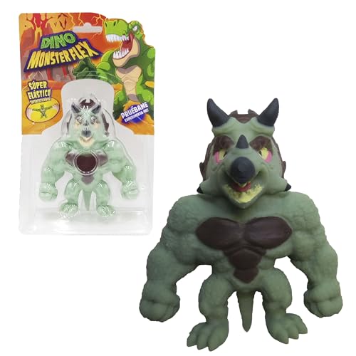 Bizak Monsterflex 64390007-14 Dinosaurier-Modelle, Tricerox, super ausziehbar und elastisch, 25 cm, 14 zum Sammeln, für Erwachsene Fans und Kinder ab 4 Jahren von Bizak