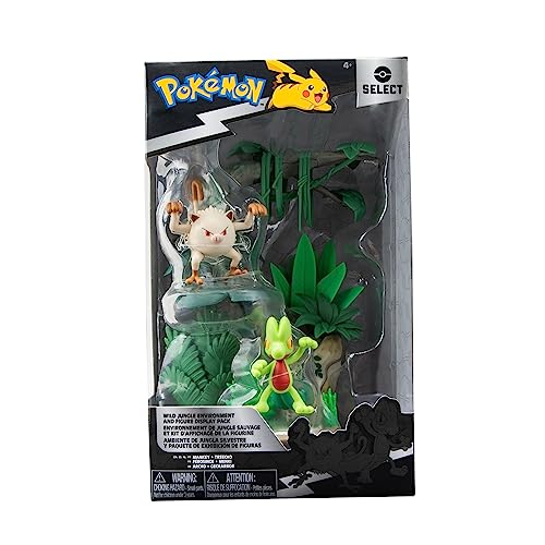 Bizak Pokemon Mini Dschungelwelt + 2 Mankey & Treecko-Figuren, Spielset mit verschiedenen Ebenen und Zwei Figuren enthalten (63222766) von Bizak