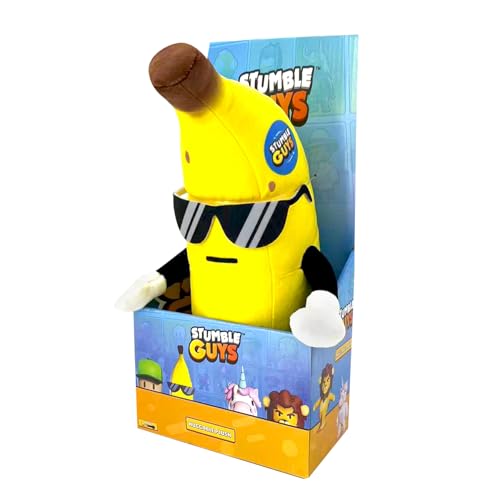 Bizak Stumble Guys 64117084 Bananen-Guy-Plüschtier, 30,5 cm, weiches und kuscheliges Spielzeug, Geschenk für Kinder oder Erwachsene jeden Alters, 4 Figuren zum Sammeln von Bizak