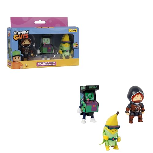 Bizak Stumble Guys Actionfiguren, 3er-Pack, 8 cm, Bananen-Guy-Set, Verschiedene Figuren zum Sammeln, offizielle Lizenz des Abschuss-Videospiels, Erwachsene Fans und Jungen oder Mädchen ab 8 Jahren von Bizak