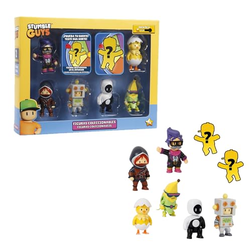 Bizak Stumble Guys Pack mit 8 Actionfiguren, Set Banane + Hatchiling, Figuren zum Sammeln, offizielle Lizenz des Schieß-Videospiels, Erwachsene Fans und Jungen oder Mädchen ab 8 Jahren (64112072-4) von Bizak