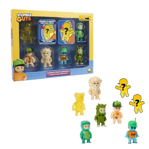 Bizak Stumble Guys Pack mit 8 Actionfiguren T-Rex Guy + Robot Guy, Figuren zum Sammeln, offizielle Lizenz des Schieß-Videospiels, Erwachsene Fans und Jungen oder Mädchen ab 8 Jahren (64112072-6) von Bizak