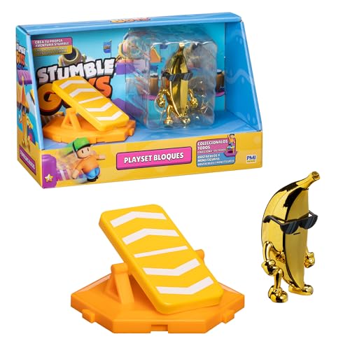 Bizak Stumble Guys Spielset mit beweglicher Figur, 7,5 cm, spielt Szenen aus dem Videospiel nach, Mr. Banana mit Trampolin, Jungen und Mädchen ab 8 Jahren, (64119201) von Bizak