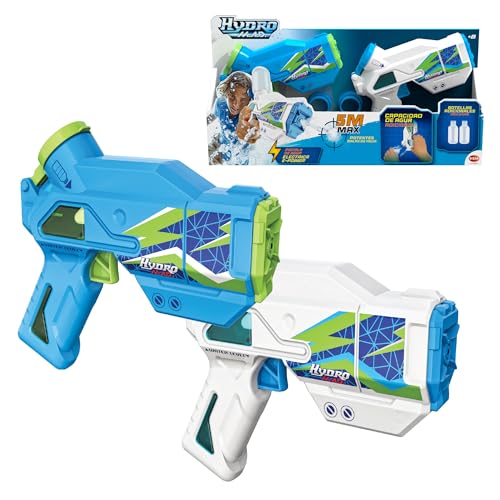 Hydro M.A.D. Mini-Blaster, Doppelpack, elektronische Wasserpistolen in Blau und Weiß, Reichweite bis zu 5 m, Spielzeug für Outdoor-Spiele, Jungen und Mädchen ab 8 Jahren, Bizak (62001154) von Bizak