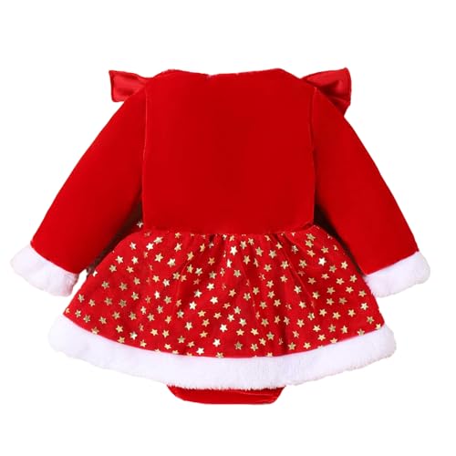 Bjebndd Weihnachts Langarm Overall Für Babys Alter Von 0–24 Monaten Feiertagsfeier Kleinkind Outfit Cosplay Weihnachtsmann Kostüm Warmer Samt Strampler Langärmliges Strampler Kleid Für Kleinkinder von Bjebndd