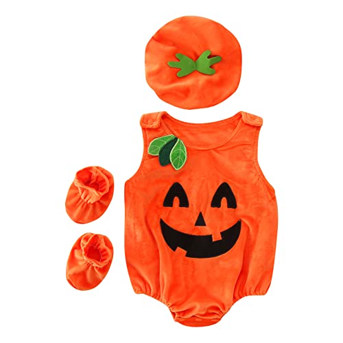 Bkazwe Baby Halloween Kostüm Babykleidung Set Body Strampler Halloween Kürbiskostüm Halloween Kostüm Kinder Mädchen Jungen Cosplay Kostüm Neugeborenen Outfit Set von Bkazwe