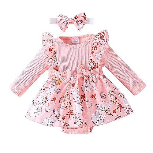 Bkazwe Baby Mädchen Weihnachten Body Kleid Outfit Weihnachtsmann Kostüm Baby Weihnachten Outfit Weihnachtskleid Langarm Winter Kleidung Mein erstes Weihnachten von Bkazwe