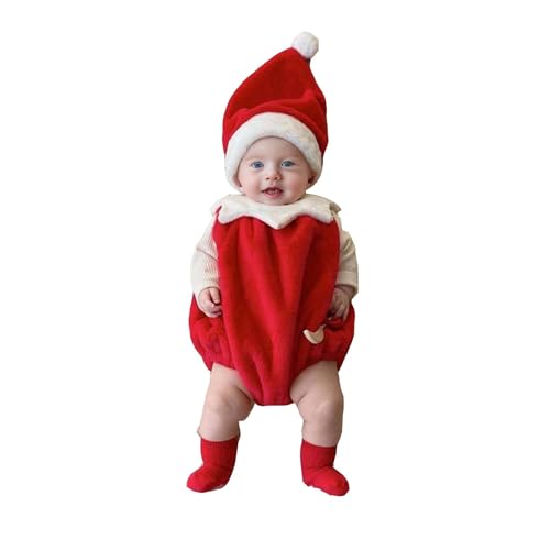 Bkazwe Baby Strampler Weihnachten Weihnachtsoutfit, Strampler Junge Mädchen, Neugeborenes Santa Schlafstrampler mit Hut Weihnachts Party Kleidung Set Weihnachten Outfit Baby Nikolaus Kostüm von Bkazwe